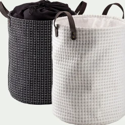 Panier à linge en tissu H50xD38cm - blanc
