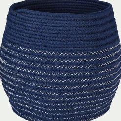 Panier déco en polycoton - bleu figuerolles H23xD21cm