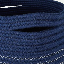 Panier déco en polycoton - bleu figuerolles H23xD21cm