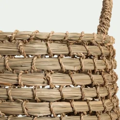 Panier déco tressé en jonc de mer H24cm - naturel