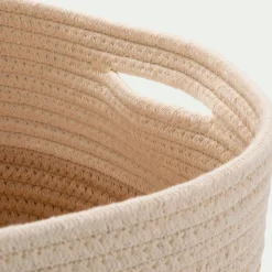 Panier de rangement bicolore en tissu H20cm - beige