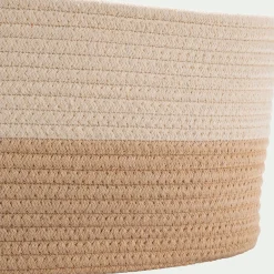 Panier de rangement bicolore en tissu H20cm - beige