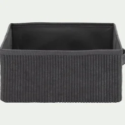 Panier de rangement en velours côtelé H12xL26xl20 cm - gris ardoise