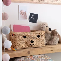 Panier ourson en jacinthe d'eau 20x30cm - naturel