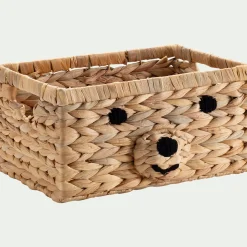 Panier ourson en jacinthe d'eau 20x30cm - naturel
