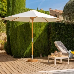 Parasol droit en bambou D270cm - blanc écru