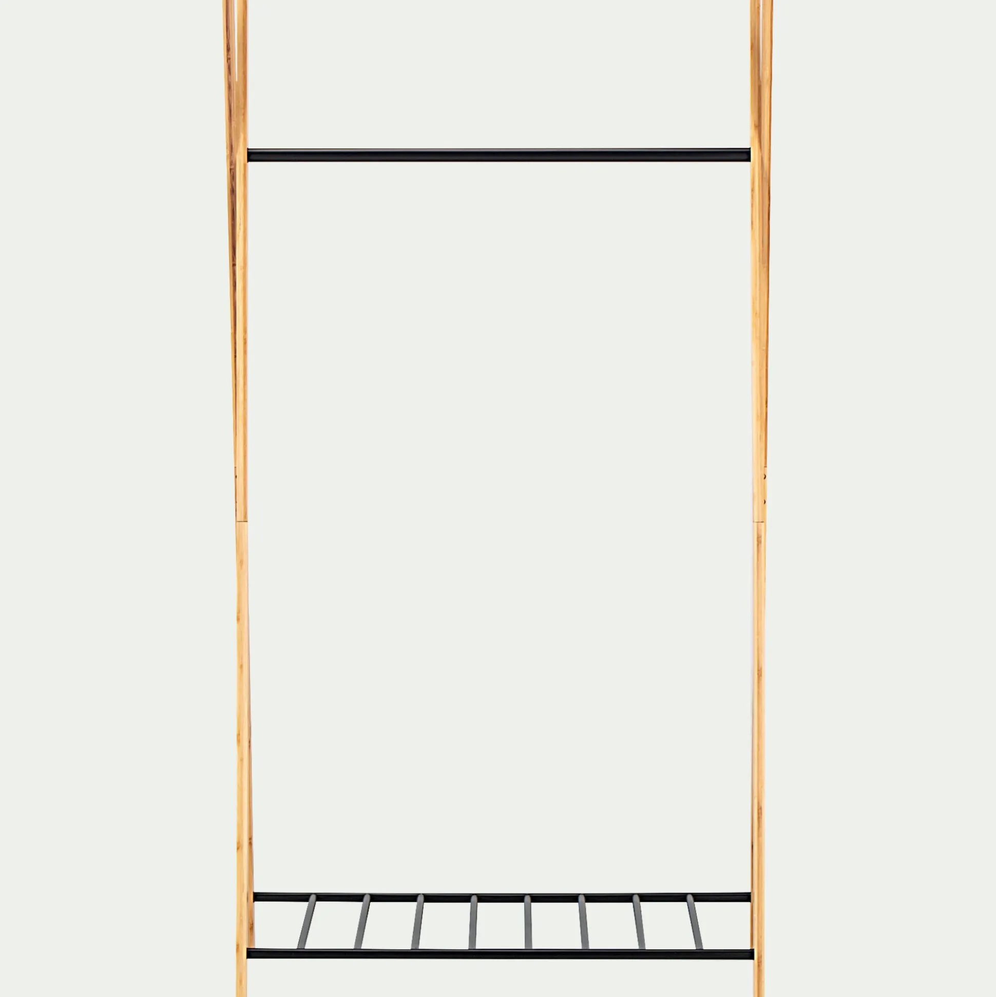 Penderie ouverte à 2 étagères en acier et bambou H173xL93cm - noir