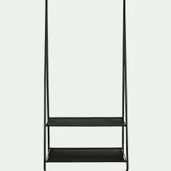 Penderie ouverte à 2 étagères en acier et en bois H171xL95cm - noir