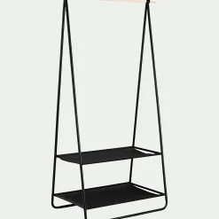Penderie ouverte à 2 étagères en acier et en bois H171xL95cm - noir