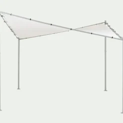 Pergola en acier avec une toile de toit suspendue en polyester - blanc