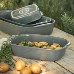 Petit plat à four individuel en céramique L30cm - vert cèdre