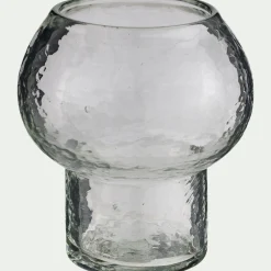 Photophore champignon en verre H10cm - transparent