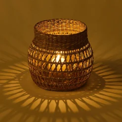 Photophore en jonc de mer H18cm - naturel