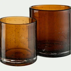 Photophore en verre bullé D8,3cm - brun rustrel