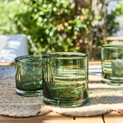 Photophore en verre bullé D8,3cm - vert