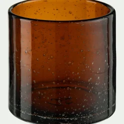 Photophore en verre bullé D10cm - brun rustrel