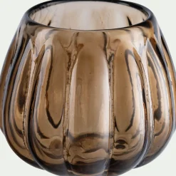 Photophore en verre D9cm - brun ombre