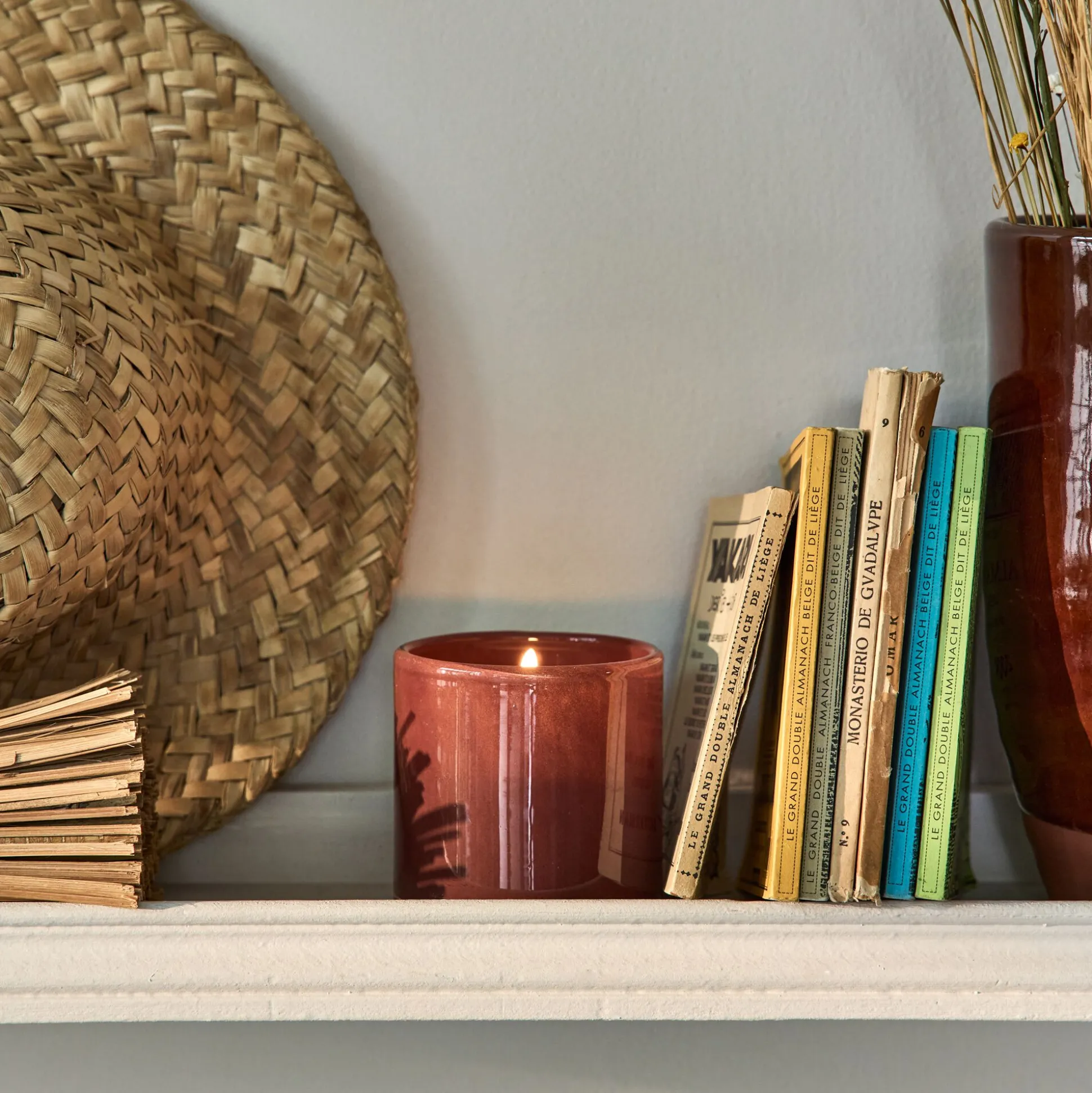 Photophore en verre D8xH8cm - marron