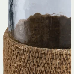 Photophore en verre et jonc de mer D11cm - naturel