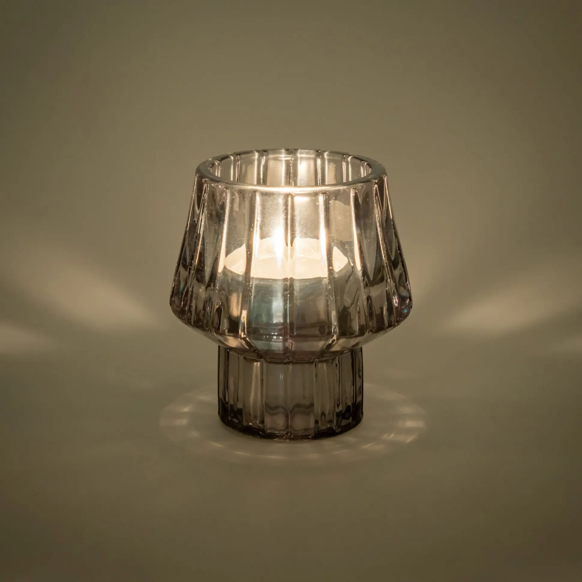 Photophore en verre H10cm - gris