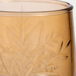 Photophore en verre motif flocons D9xH9cm - orange