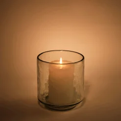 Photophore en verre trouble D13xH14cm - transparent