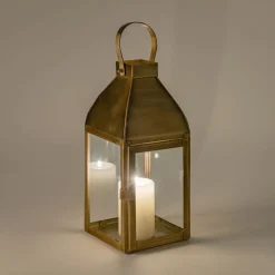 Photophore lanterne en métal H33,6cm - doré