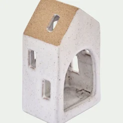 Photophore maisonnette de Noël en dolomite H10,6cm - gris