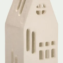 Photophore maisonnette en aluminium H17,3cm - blanc