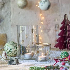 Photophore étoilé en verre D10xH15cm - transparent