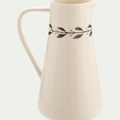 Pichet motif floral en faïence 1L - blanc