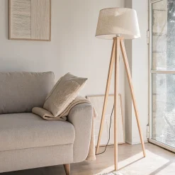 Pied de lampadaire en bois d'hévéa H130,5 cm - bois clair