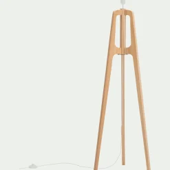 Pied de lampadaire en bois d'hévéa H131 cm - bois clair