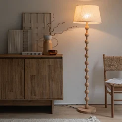 Pied de lampadaire en bois d'hévéa H142 cm - bois clair