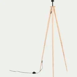 Pied de lampadaire en métal effet bois - naturel H134,50cm