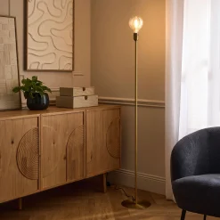 Pied de lampadaire électrifié en acier - doré H146cm