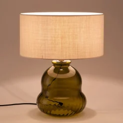 Pied de lampe électrifié en verre D20cm - vert