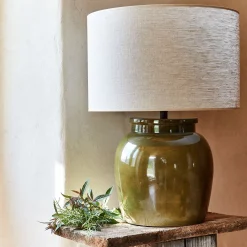 Pied de lampe électrifié en grès D28cm - vert