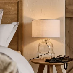 Pied de lampe électrifié en verre D20cm - transparent