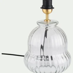 Pied de lampe électrifié en verre D20cm - transparent