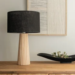 Pied de lampe électrifié en hévéa H38cm - bois clair