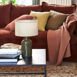 Pied de lampe électrifié en faïence - vert D13xH35cm