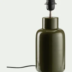 Pied de lampe électrifié en faïence - vert D13xH35cm