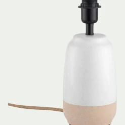 Pied de lampe électrifié en grès D13cm - blanc