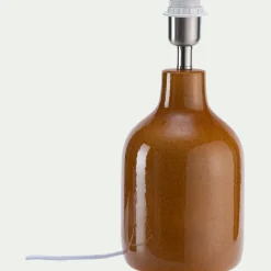 Pied de lampe électrifié en grès D15,5cm - jaune miel