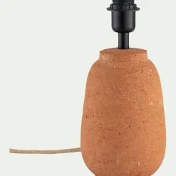 Pied de lampe électrifié en terre cuite D15cm - orange brique