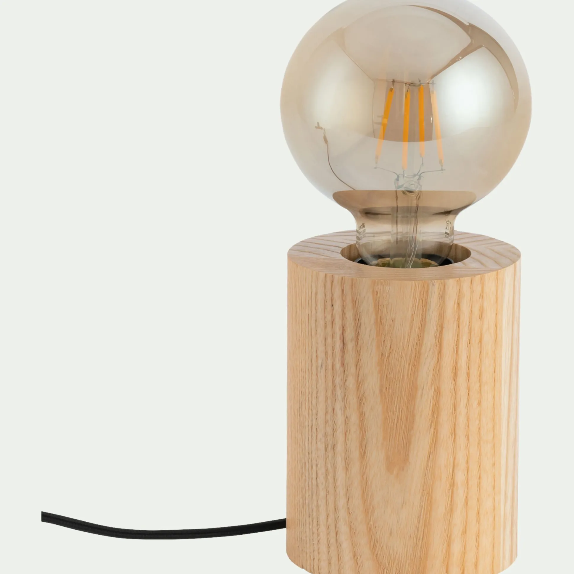Pied de lampe électrifié en bois de chêne - bois clair H12,5cm