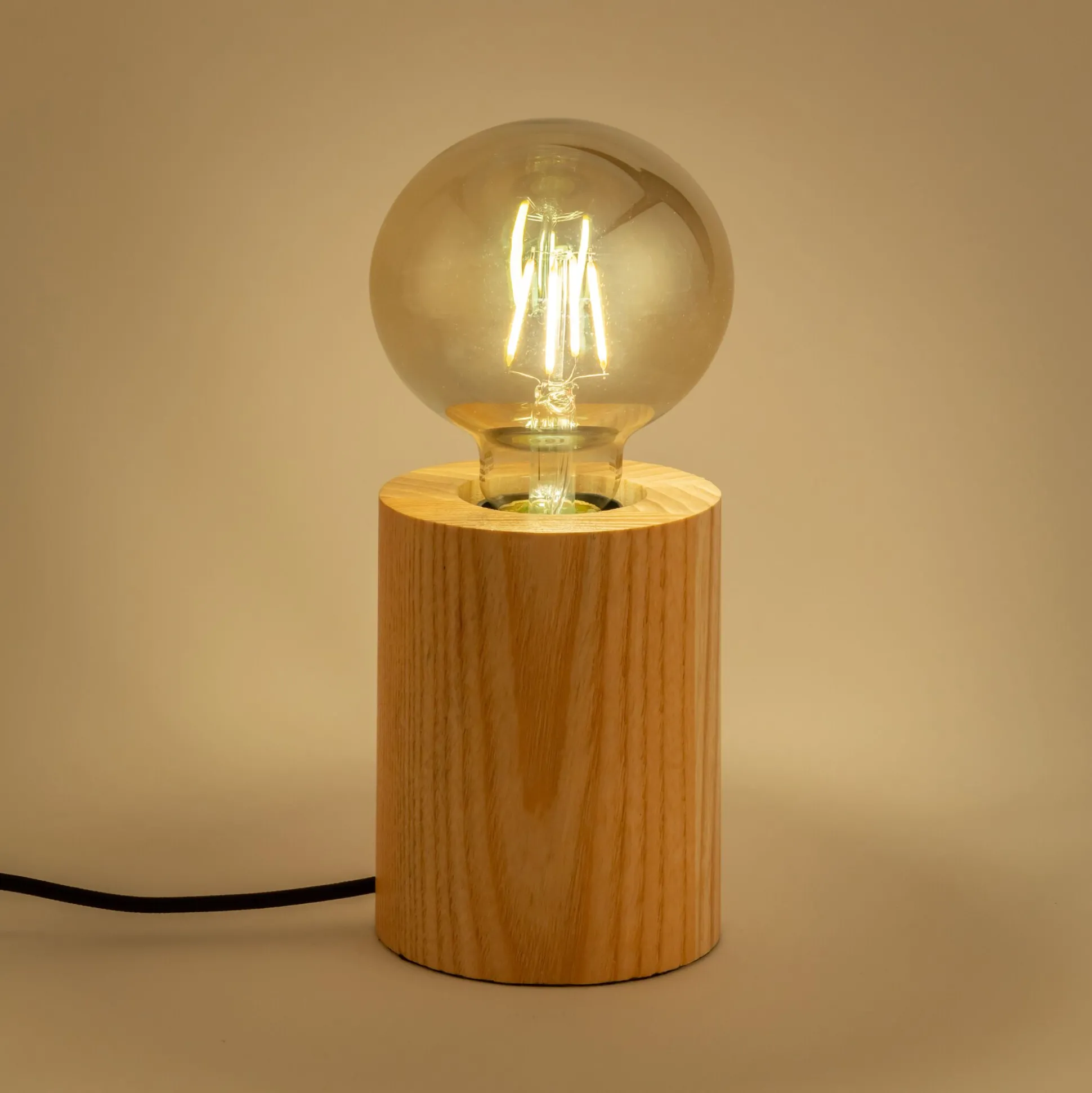 Pied de lampe électrifié en bois de chêne - bois clair H12,5cm