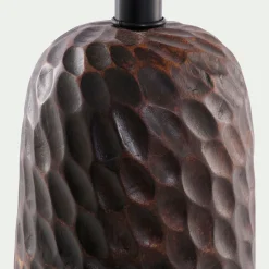 Pied de lampe électrifié en bois de manguier H40cm - marron foncé