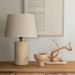 Pied de lampe électrifié en fibre de verre D14cm - beige